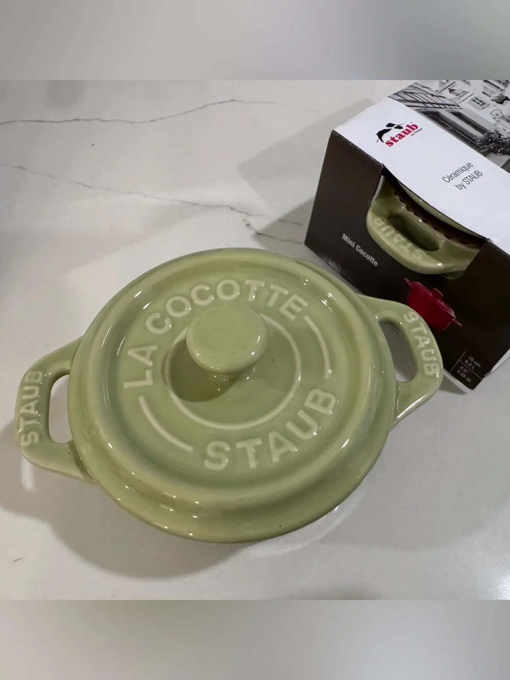 NWT Staub 2-Piece Mini Round Dutch Oven Light Green 10cm